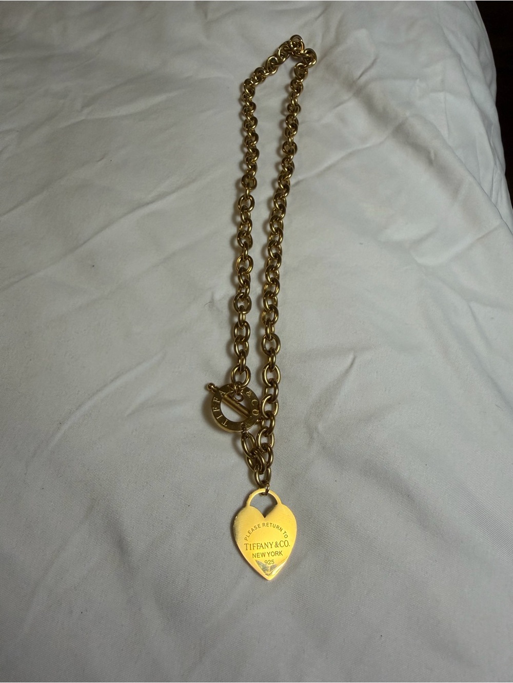 Tiffany & Co. Gold Heart Tag Toggle Necklace with Chain